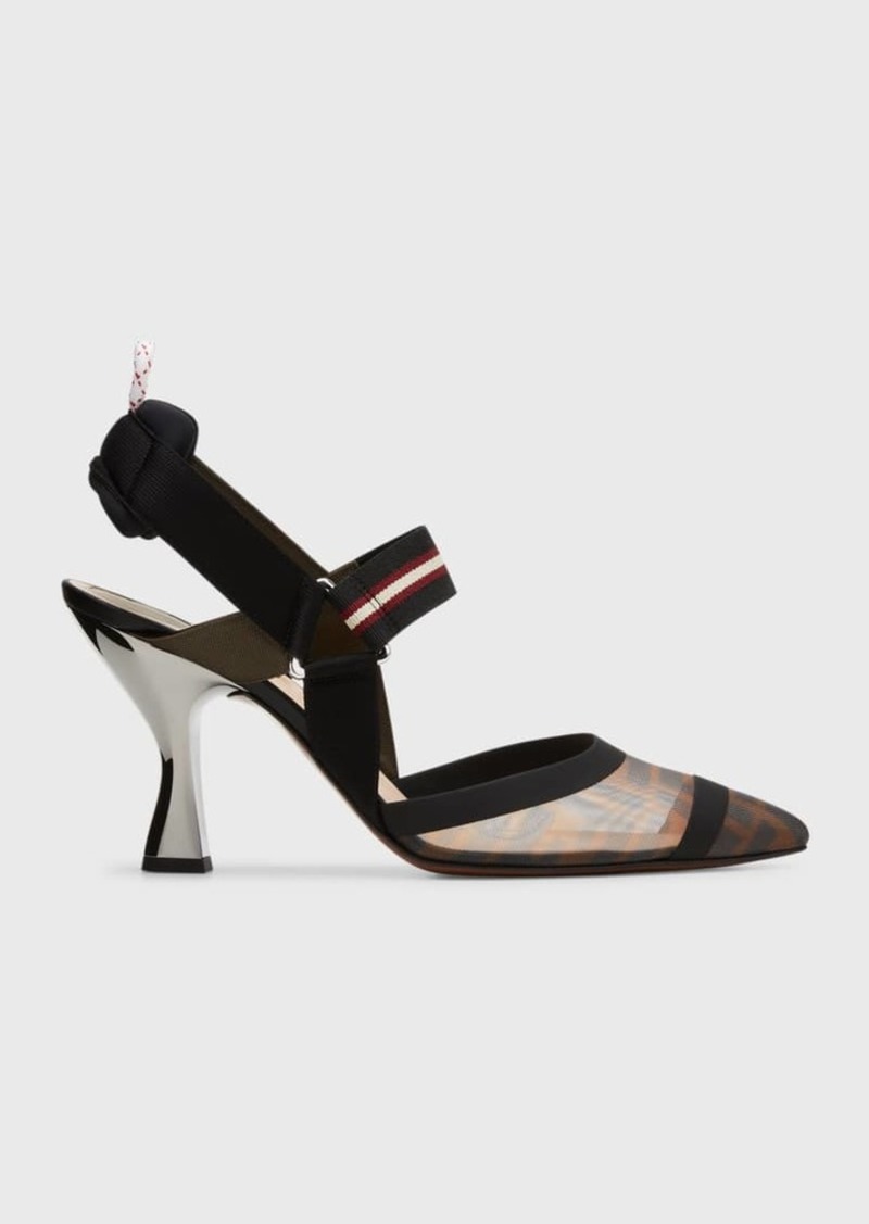 Fendi Colibri Slingback Mesh Pumps