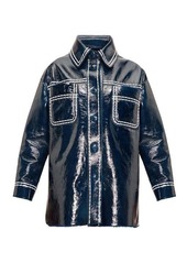 Fendi Contrast-stitching patent-leather coat