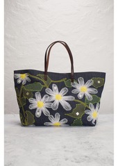 Fendi Denim Flower Embroidered Tote Bag