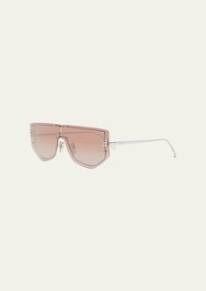 Fendi Embellished F Metal Shield Sunglasses