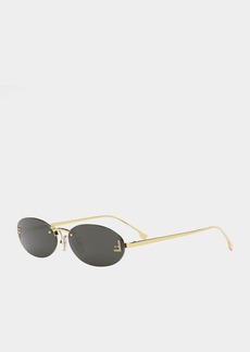 Fendi Embellished FF Oval Metal Sunglasses
