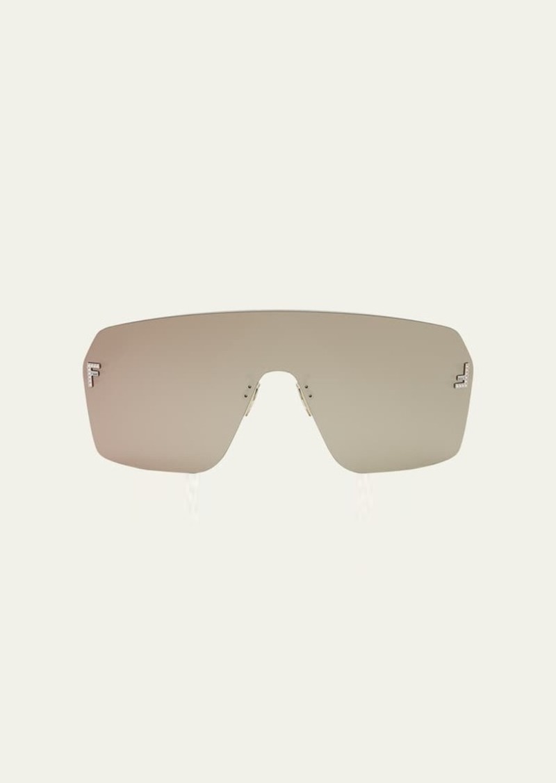 Fendi Embellished Rimless Shield Sunglasses