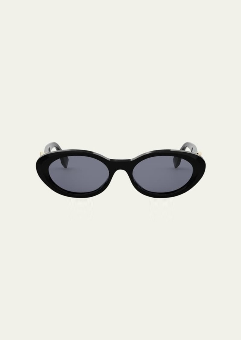 Fendi Fendi Diamond Black Acetate Oval Sunglasses