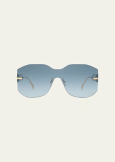 Fendi Fendigraphy Rimless Geometric Nylon & Metal Shield Sunglasses