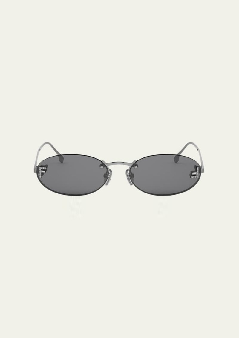 Fendi FF Crystal Metal Oval Sunglasses