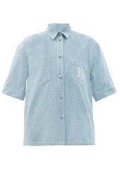 Fendi FF-embroidered cotton-chambray shirt