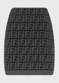 Fendi FF Logo Crochet Cashmere Mini Skirt