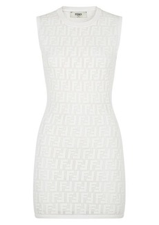 Fendi FF Logo Open Knit Body-Con Minidress in White at Nordstrom