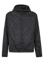 Fendi FF Logo Packable Hooded Jacket in Black F0Gme at Nordstrom