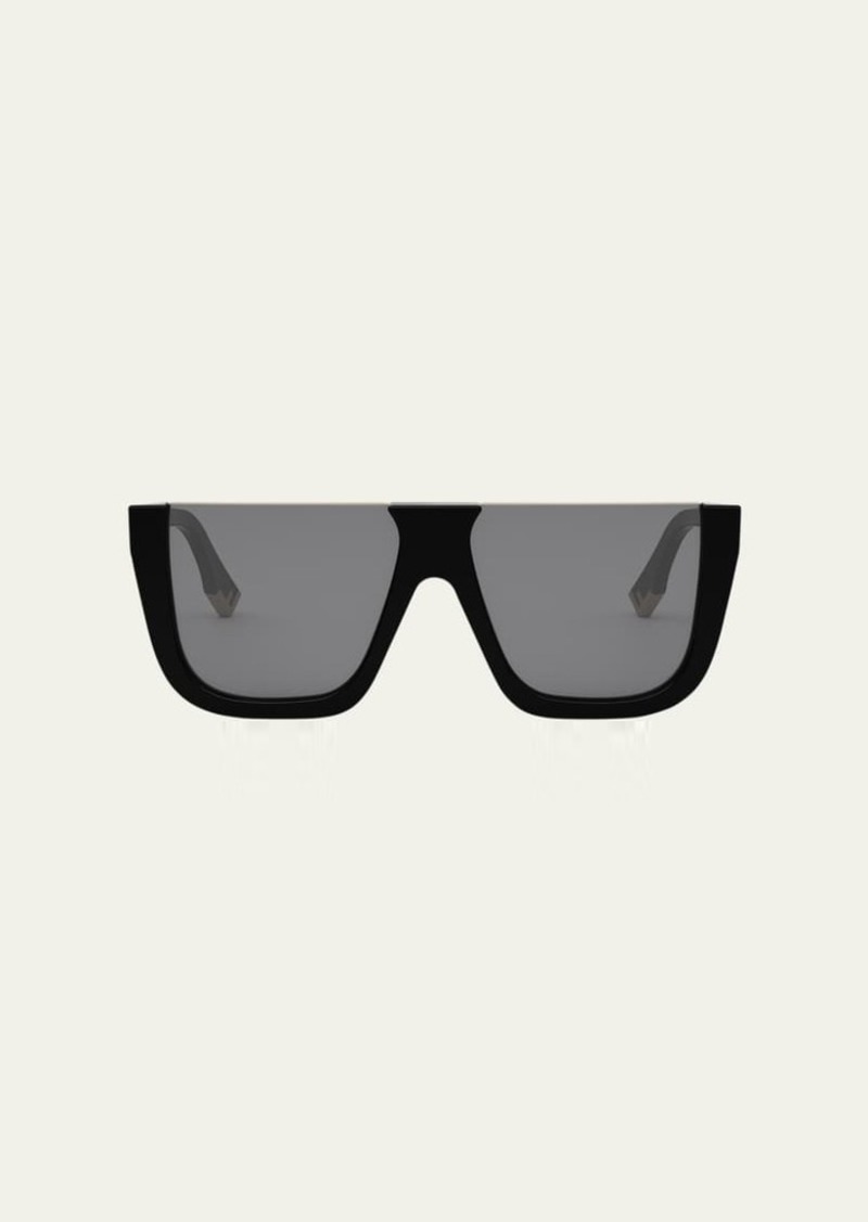 Fendi Flat-Top Logo Acetate Square Sunglasses