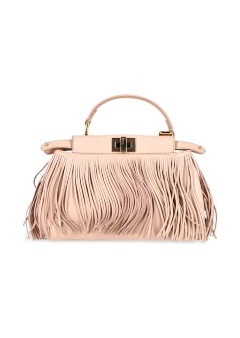 Fendi Fringed Mini Peekaboo Bag In Pink Leather