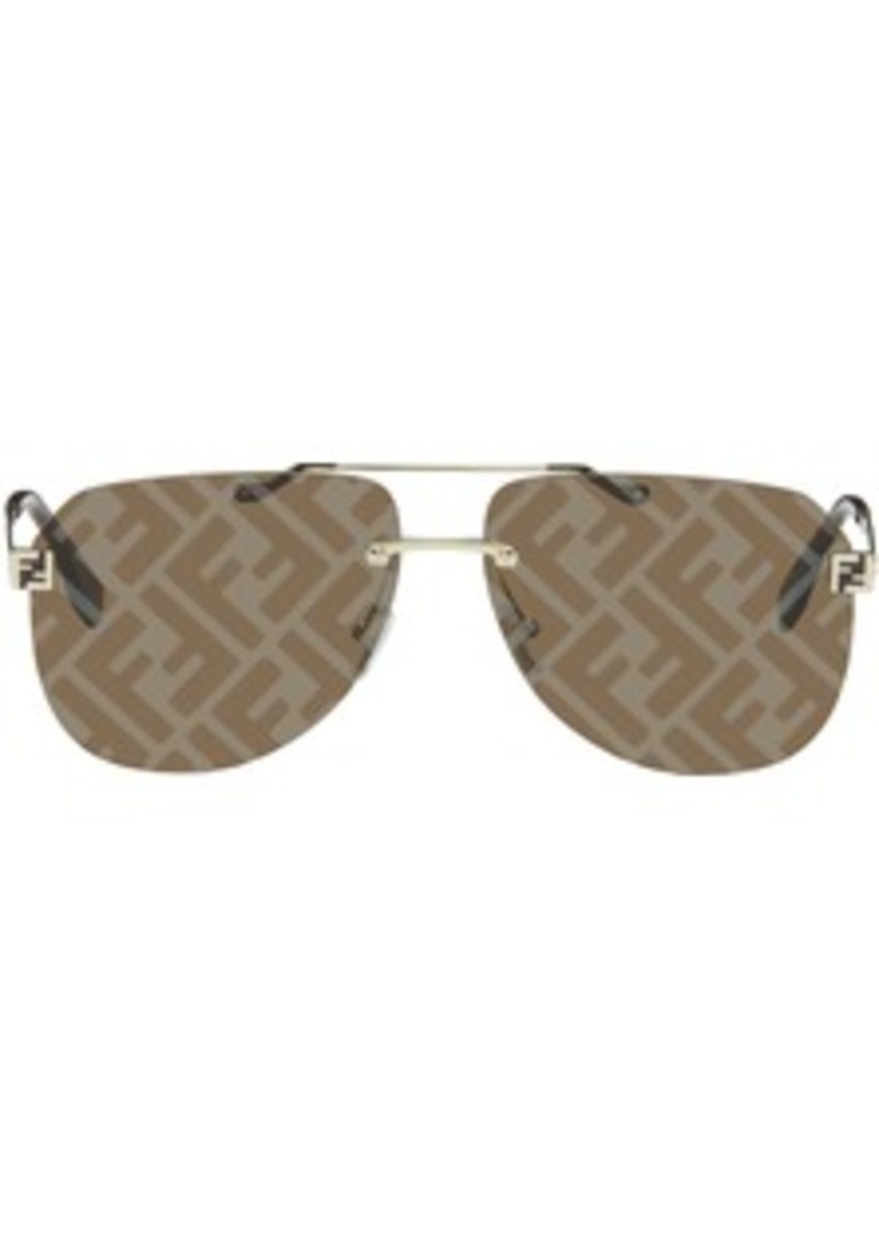 Fendi Gold Fendi Sky Monogram Sunglasses