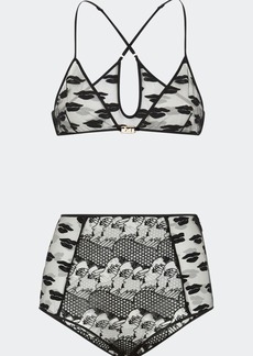 Fendi Lace Triangle Bralette and High-Waist Panty Set