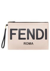 Fendi Large Logo Leather Flat Pouch in Rosa Quarzo/nr/os at Nordstrom