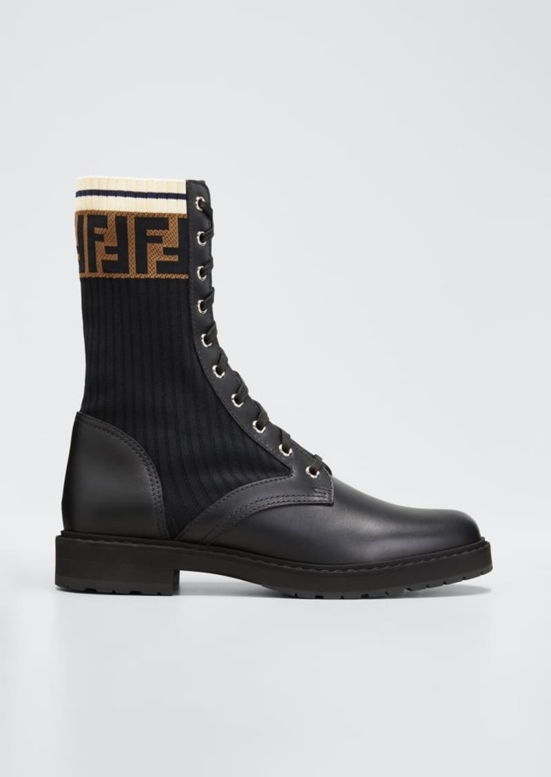 Fendi Leather Combat Boot with FF Cuff