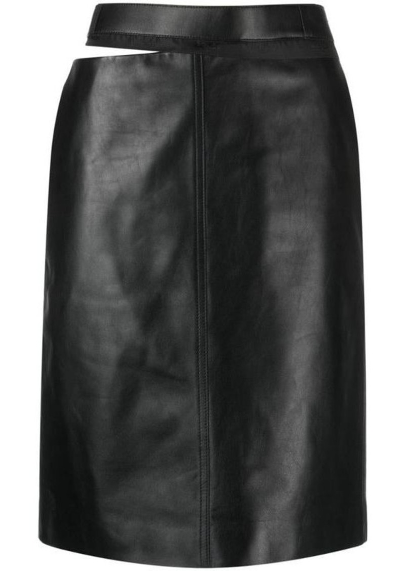 FENDI Leather midi skirt
