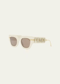Fendi Logo Acetate & Metal Cat-Eye Sunglasses