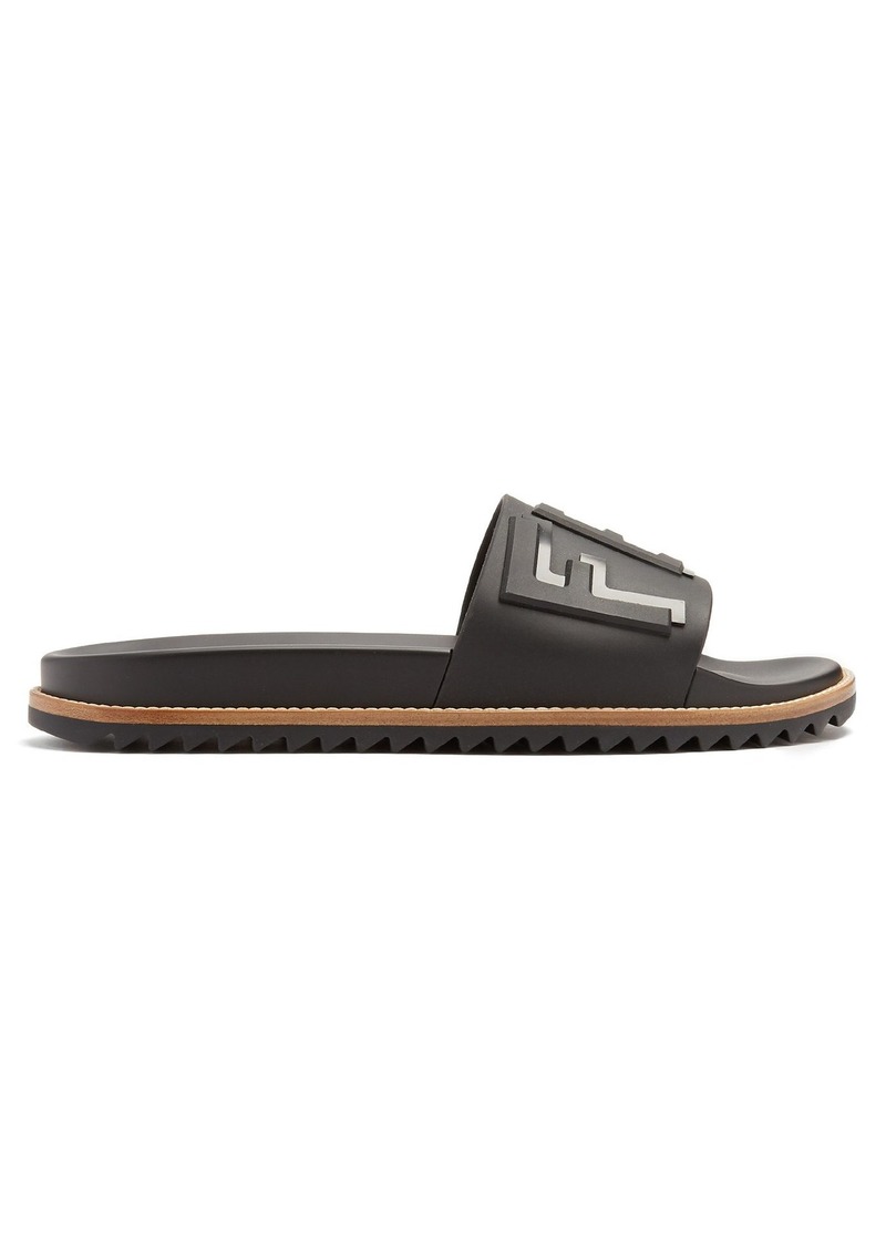 fendi diagonal logo pool slides