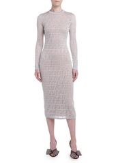 Fendi Logo-Jacquard Long-Sleeve Bodycon Dress
