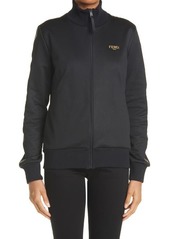 Fendi Logo Jersey Piqué Track Jacket in Black at Nordstrom
