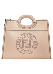 Fendi Medium Runaway Perforated Leather Shopper in Cloud/Soft Gold at Nordstrom