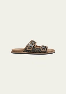 Fendi Men's FF Jacquard Slide Sandals