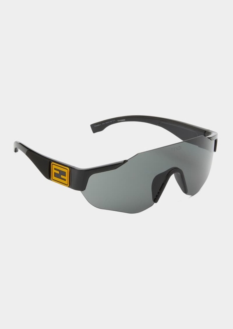 Fendi Men's FF-Logo Rimless Shield Sunglasses