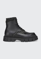 Fendi Men's Force FF Leather Lug-Sole Combat Boots