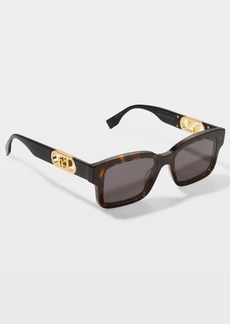 Fendi Men's Gold-Tone FF-Logo Rectangle Sunglasses
