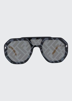 Fendi Men's Logo Acetate Shield Sunglasses