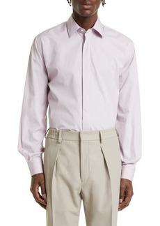 Fendi Men's Logo Embroidered Cotton Poplin Button-Up Shirt in Lilac at Nordstrom