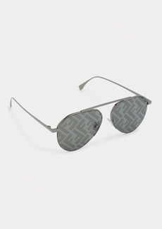 Fendi Men's Monogram Lens Metal Aviator Sunglasses