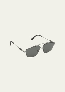 Fendi Men's O'Clock Metal Double-Bridge Aviator Sunglasses