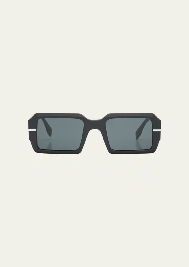 Fendi Men's Raised Logo Rectangle Sunglasses