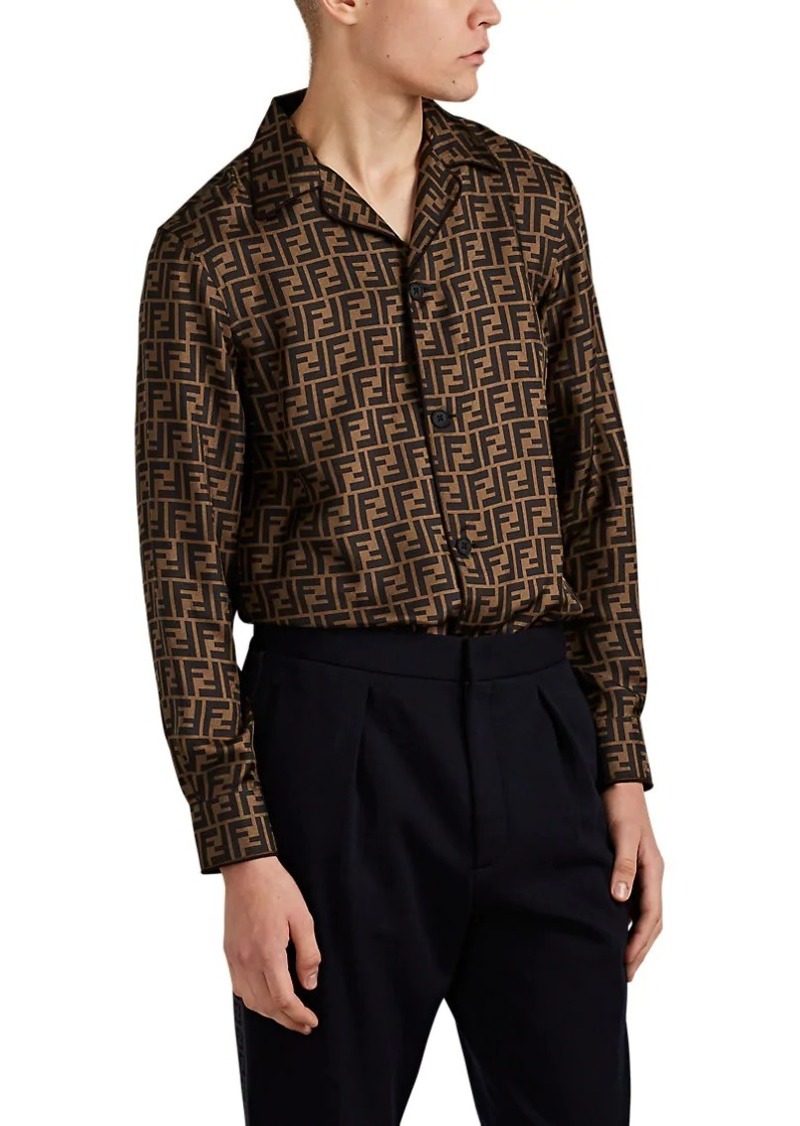 Fendi Fendi Men's Logo Silk Twill Shirt | Tops