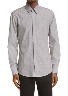 Fendi Micro FF Long Sleeve Button-Up Cotton Shirt in White/Black at Nordstrom