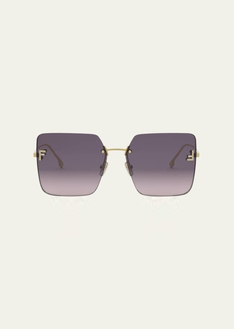 Fendi Oversized Rimless Square Metal & Nylon Sunglasses