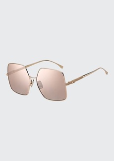 Fendi Oversized Square Metal Sunglasses with Crystals