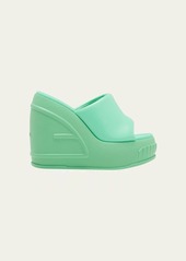 Fendi Padded Leather Platform Wedge Slides