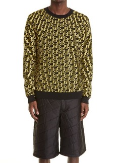 Fendi Rain Jacquard Cashmere Crewneck Sweater in Black/Yellow at Nordstrom
