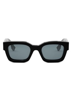 Fendi Signature 50mm Rectangular Sunglasses