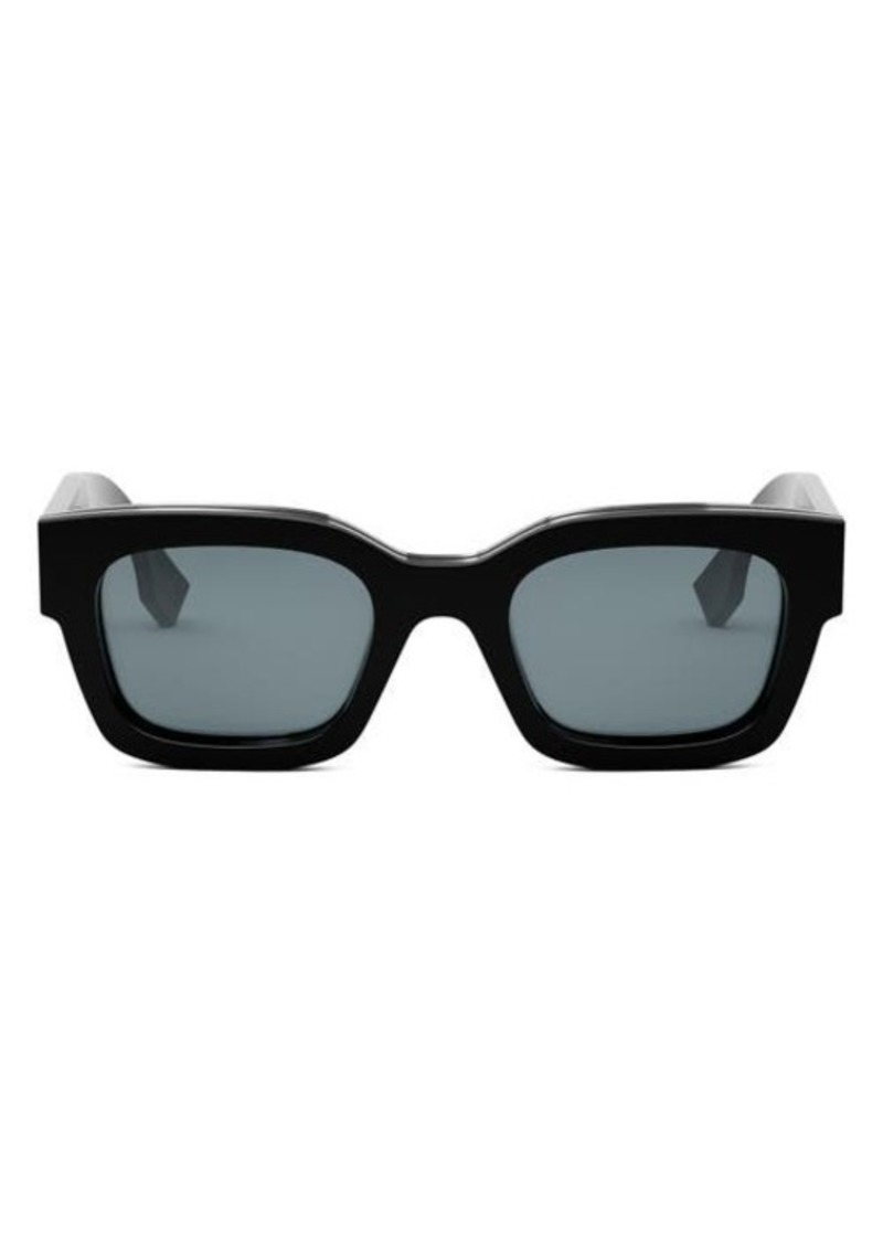 'Fendi Signature 50mm Rectangular Sunglasses
