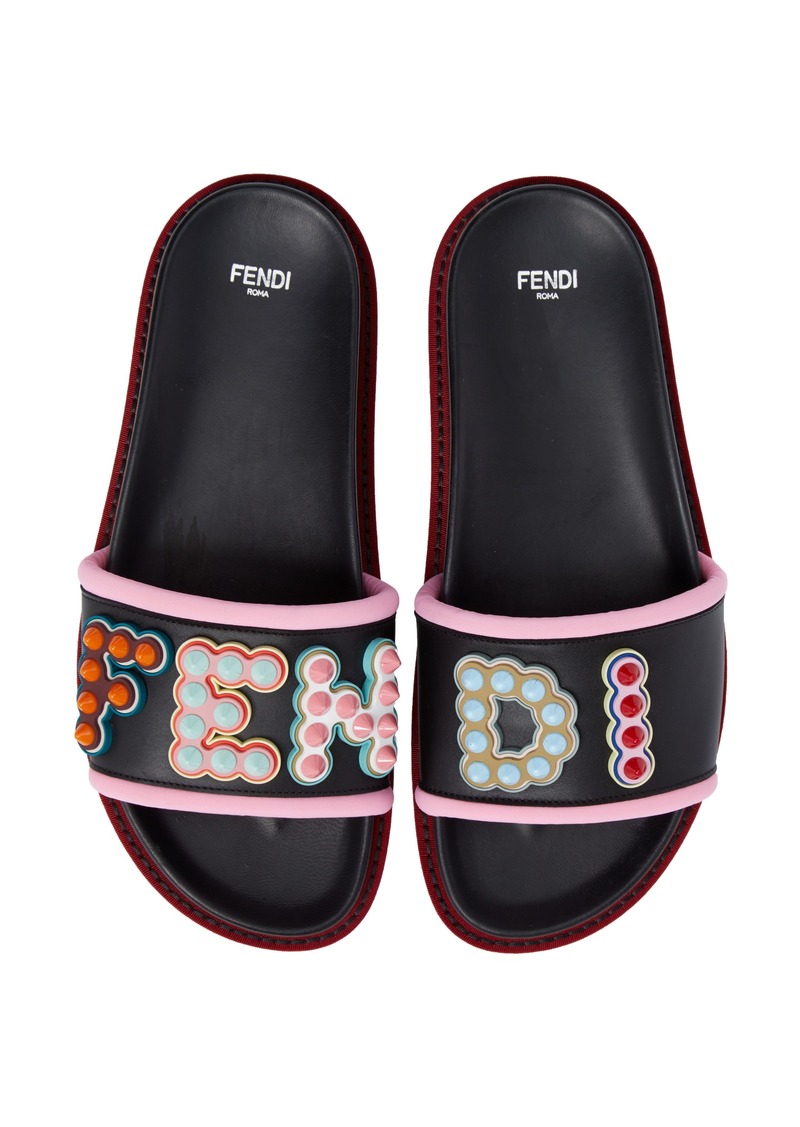 Fendi Studded Logo Slide Sandal (Women 