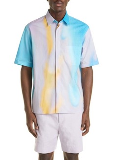 Fendi Sunrise Print Short Sleeve Cotton Button-Up Shirt in Miraggio at Nordstrom