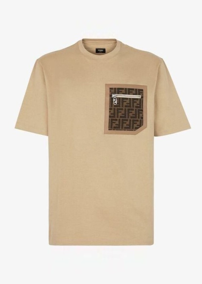 Fendi T-Shirt In Jersey Con Dettaglio Tasca Monogram Ff