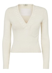 Fendi Trompe l'Oeil V-Neck Sweater in F0Znm White at Nordstrom