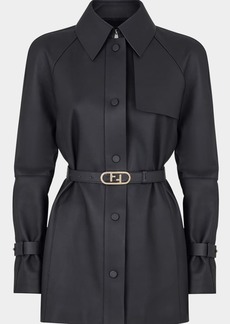 Fendi Waxed Leather Button-Down Jacket