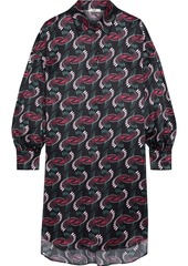 Fendi Woman Printed Silk-satin Shirt Dress Black