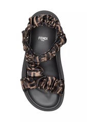 Fendi FF Monogram Satin Ruched Sport Sandals