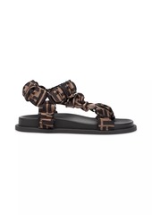 Fendi FF Monogram Satin Ruched Sport Sandals